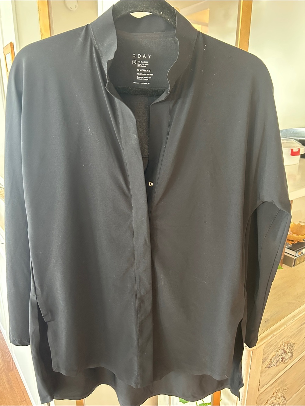 ADAY Black Lightweight Shirt Jacket with Hidden Placket